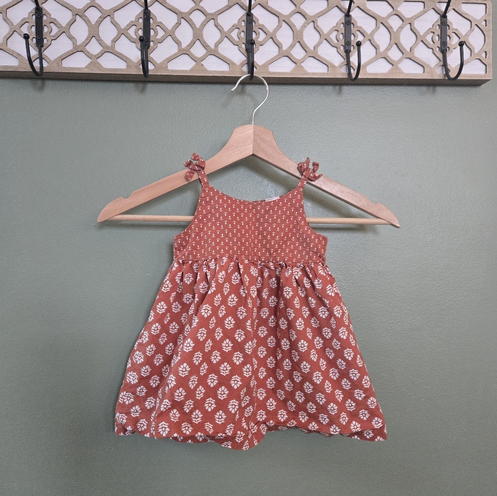 Carter's Terracotta Baby Dress with White Floral Pattern